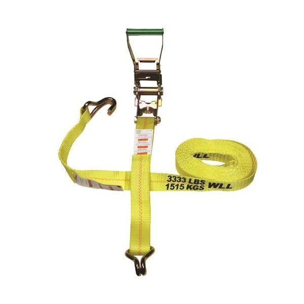 S-Line Ratchet Strap Tie Down w/Long Wide Handle and J-Hooks, 2-Inch by 15-Feet, 3,333-Pounds Load Limit 557-15WHK - main
